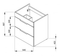 JIKA CUBE skříňka s umyvadlem 55 cm, 2 zásuvky, bílá   H4536121763001